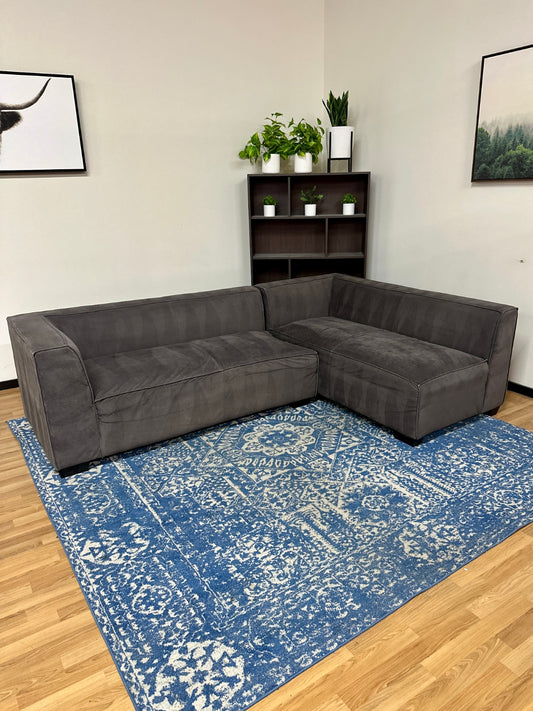 Gray Microfiber Sectional Sofa