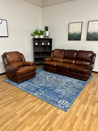 Gorgeous Brown Leather Sofa Chair Set