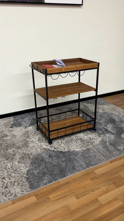 Baxton Studio Cerne Oak Bar Cart