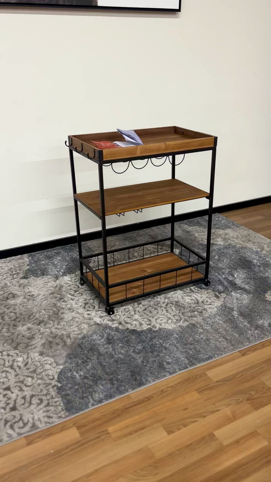 Baxton Studio Cerne Oak Bar Cart