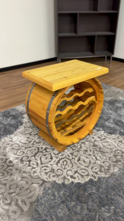 Wood Barrel Wine Rack