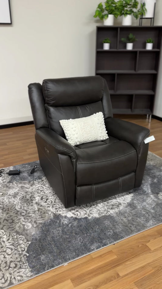 Zane Leather Recliner Chair in Montana Smoke Gray