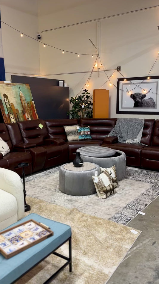 Leather Preston 3pc Recliner in Amando Chocolate