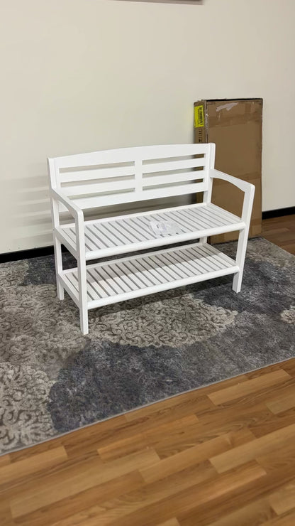 New Ridge Bench with Back in White