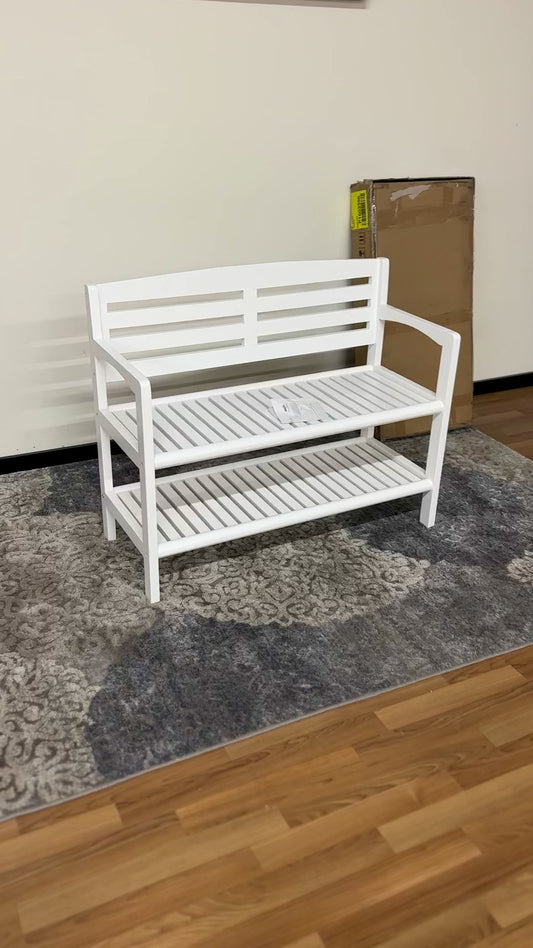 New Ridge Bench with Back in White