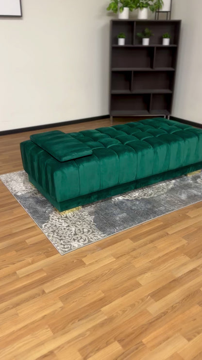 Ariana Green Velvet Ottoman in Green