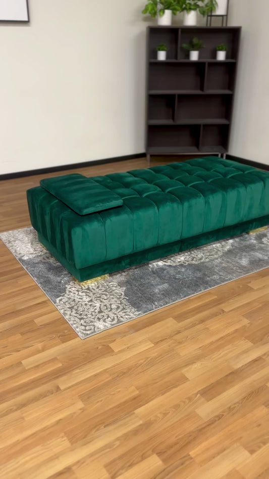 Ariana Green Velvet Ottoman in Green