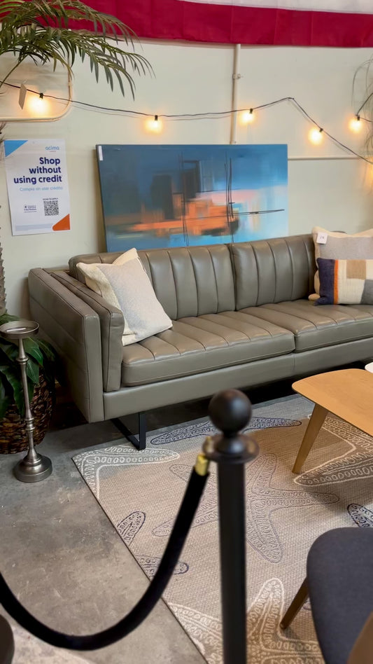 Leather Moroni Sofa & Chair Set in Dove Grey