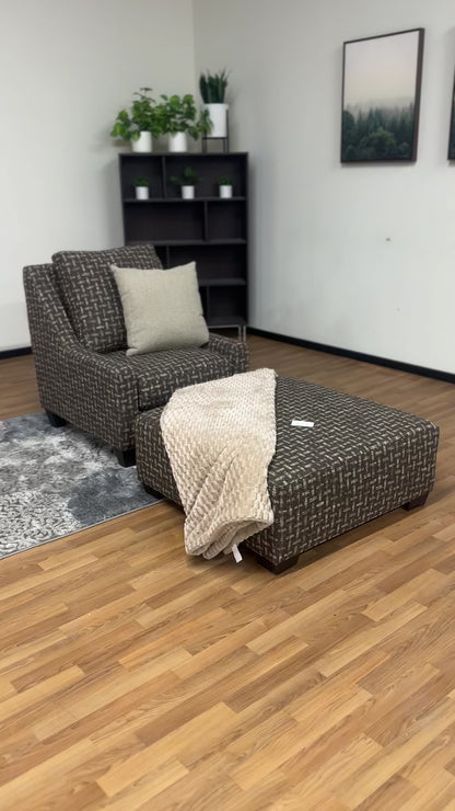 Accent Chair & Ottoman Set in Brown