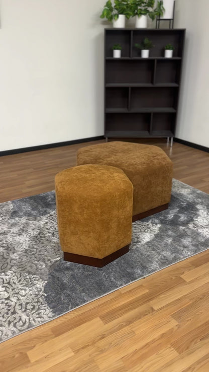 Hexagon Ottoman Set in Orange