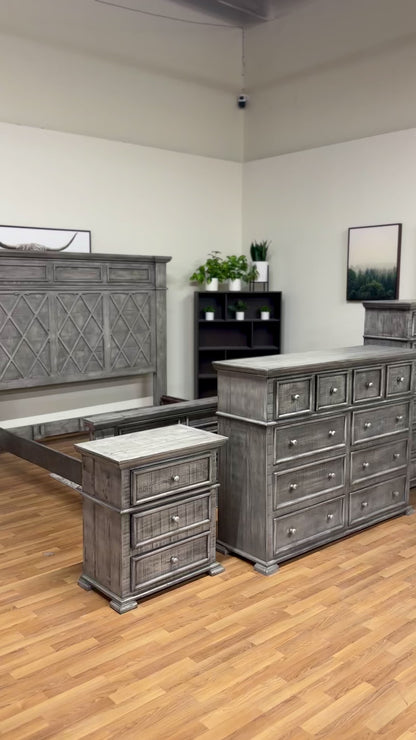 4pc Texas Rustic Solid Pine Wood King Bedroom Set