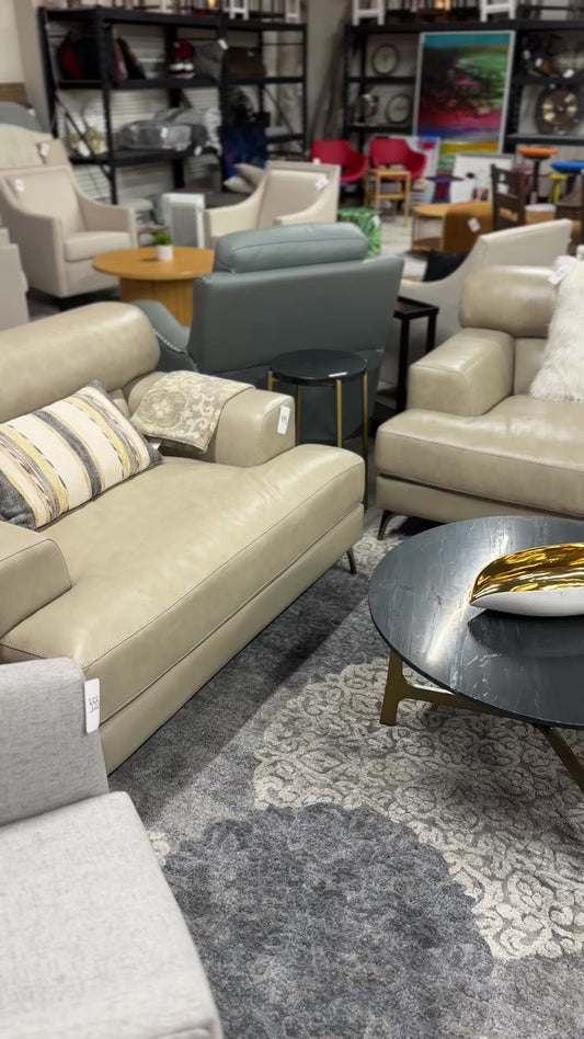 Leather Loveseats in Beige