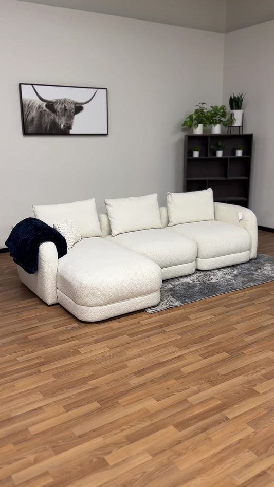Boucle 3pc Sectional in White