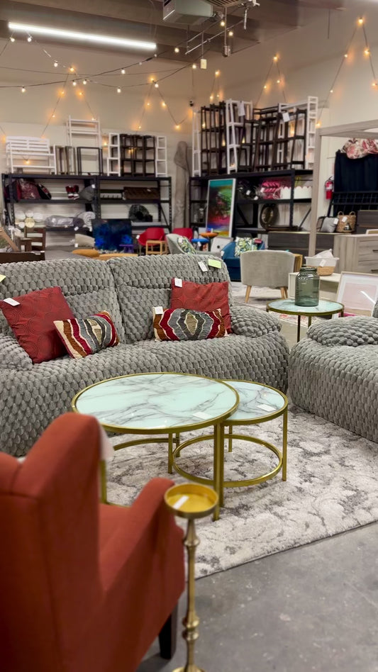 Fluffy 2pc Recliner Set in Fluffy Silver