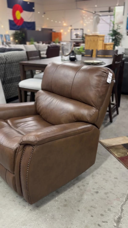 Barcalounger Presley Leather Power Rocker Recliner with Power Headrest